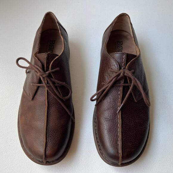 Born Oxfords Men\'s Size 12 Brown Lace-Up Pebbled Leather Split Toe Stitching main image 6